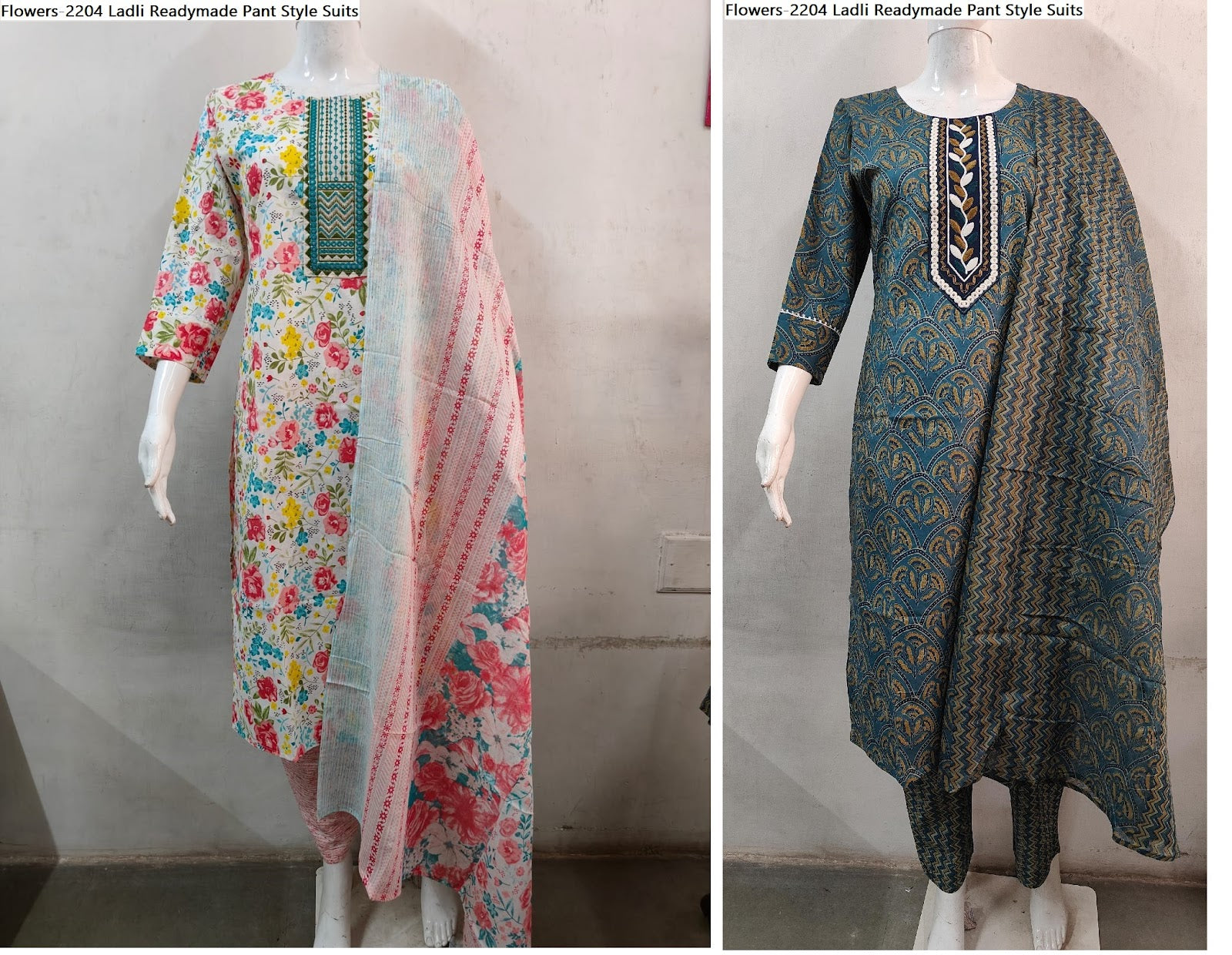 Flowers-2204 Ladli Pure Cotton Readymade Pant Style Suits