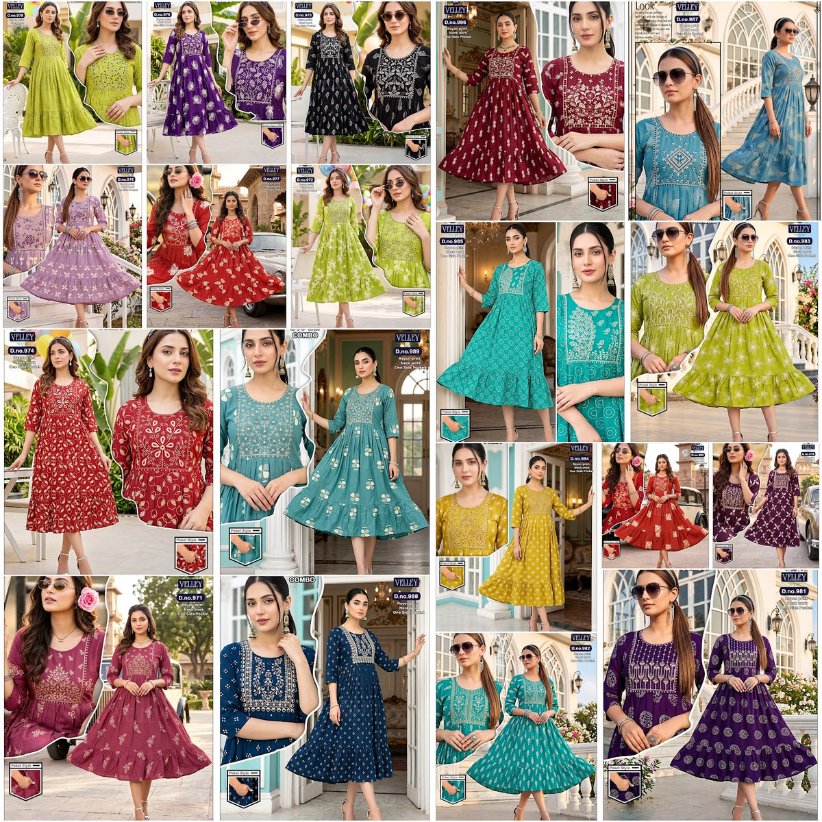 Frock Pattern 2409 Velley Heavy Rayon Anarkali Kurtis Wholesale Rate