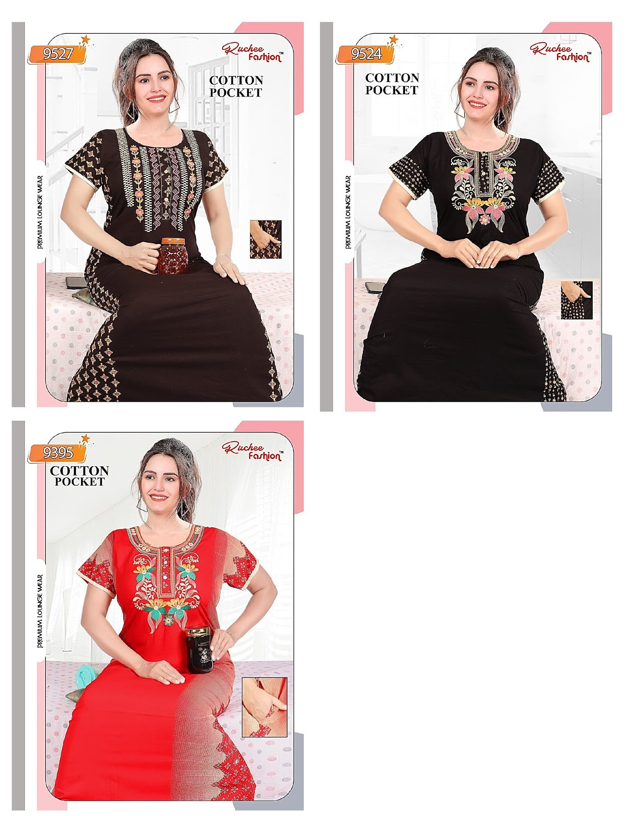 Front Work180524 Ruchee Fashion Cotton Night Gowns Wholesale Price