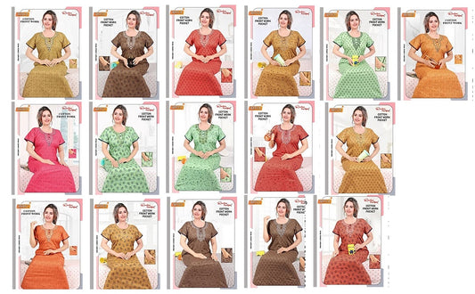 Front Work1805 Ruchee Fashion Cotton Night Gowns Wholesaler Ahmedabad