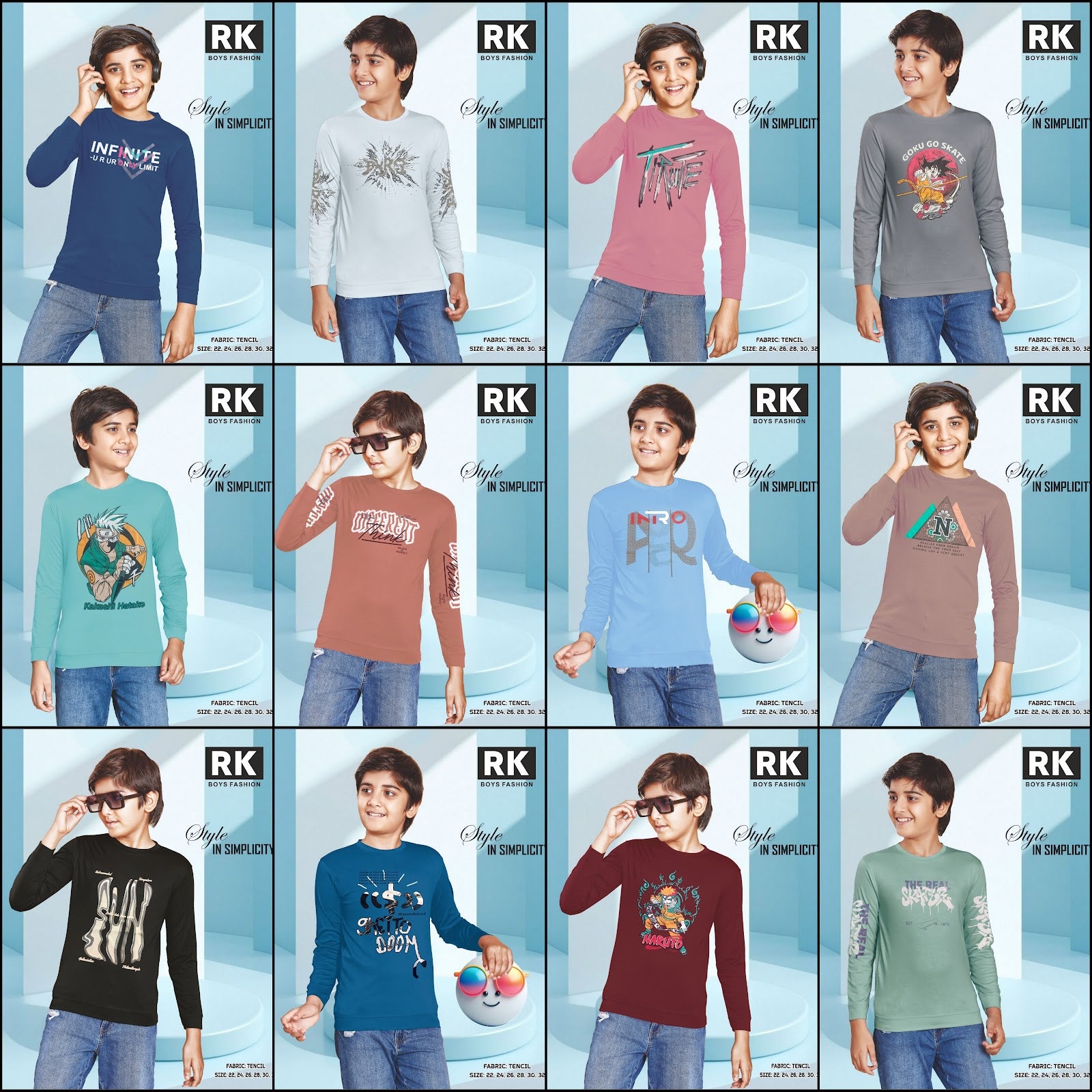 Full Sleeves 2207 Rk Tencil Boys Tshirt Wholesale Rate