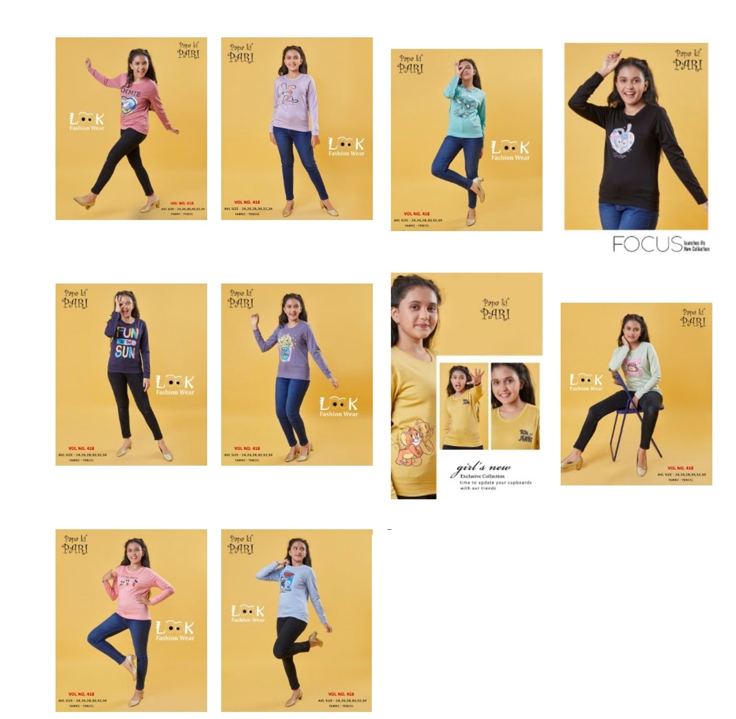 Full Sleeves Vol No 418 Papa Ki Pari Lycra Tencil Girls Tshirt Wholesale Price