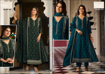 Gajri Your Vichitra Silk Readymade Anarkali Suits Wholesaler Ahmedabad