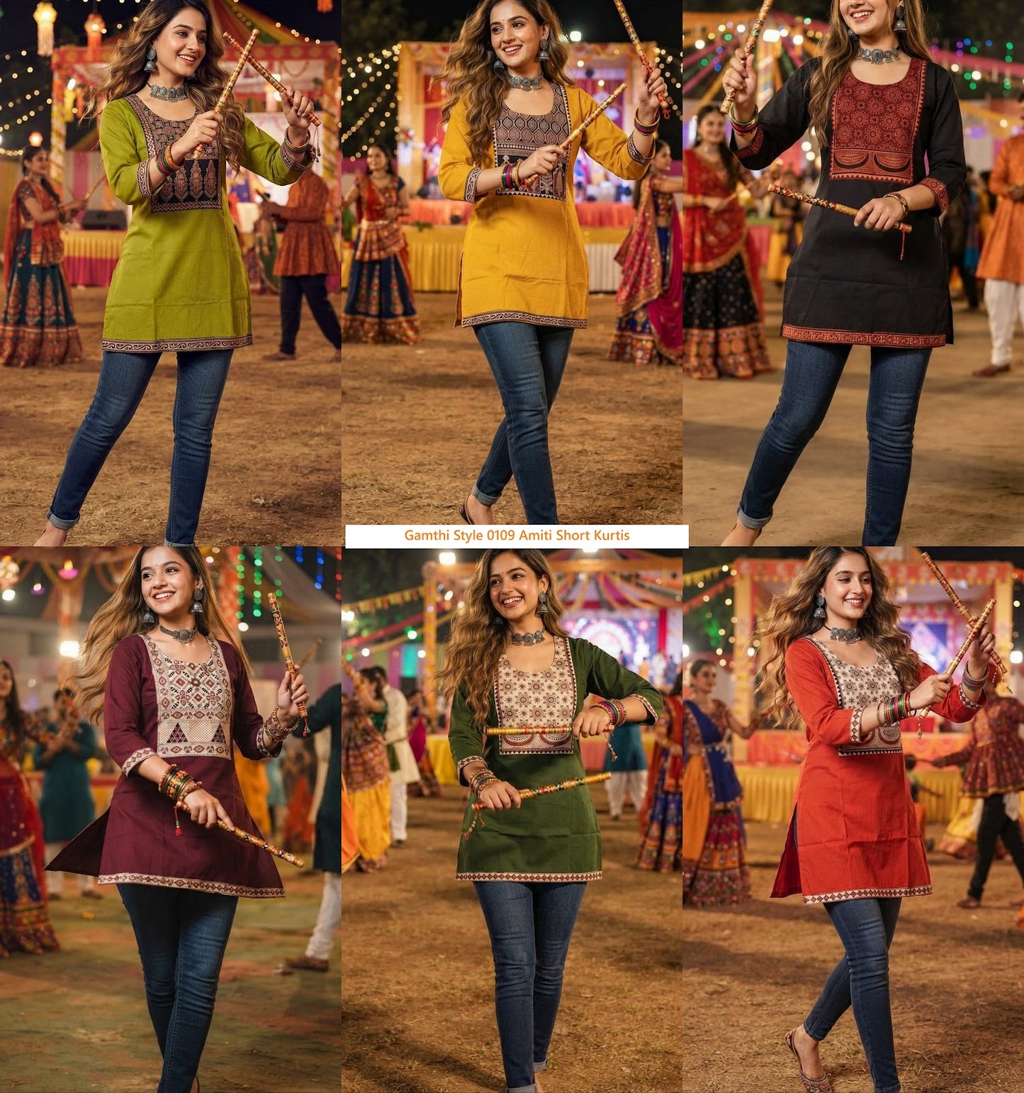 Gamthi Style 0109 Amiti Dhabu Cotton Short Kurtis Supplier India
