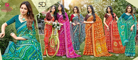 Ganga Vol 2 5D Designer Chiffon Sarees Exporter Gujarat