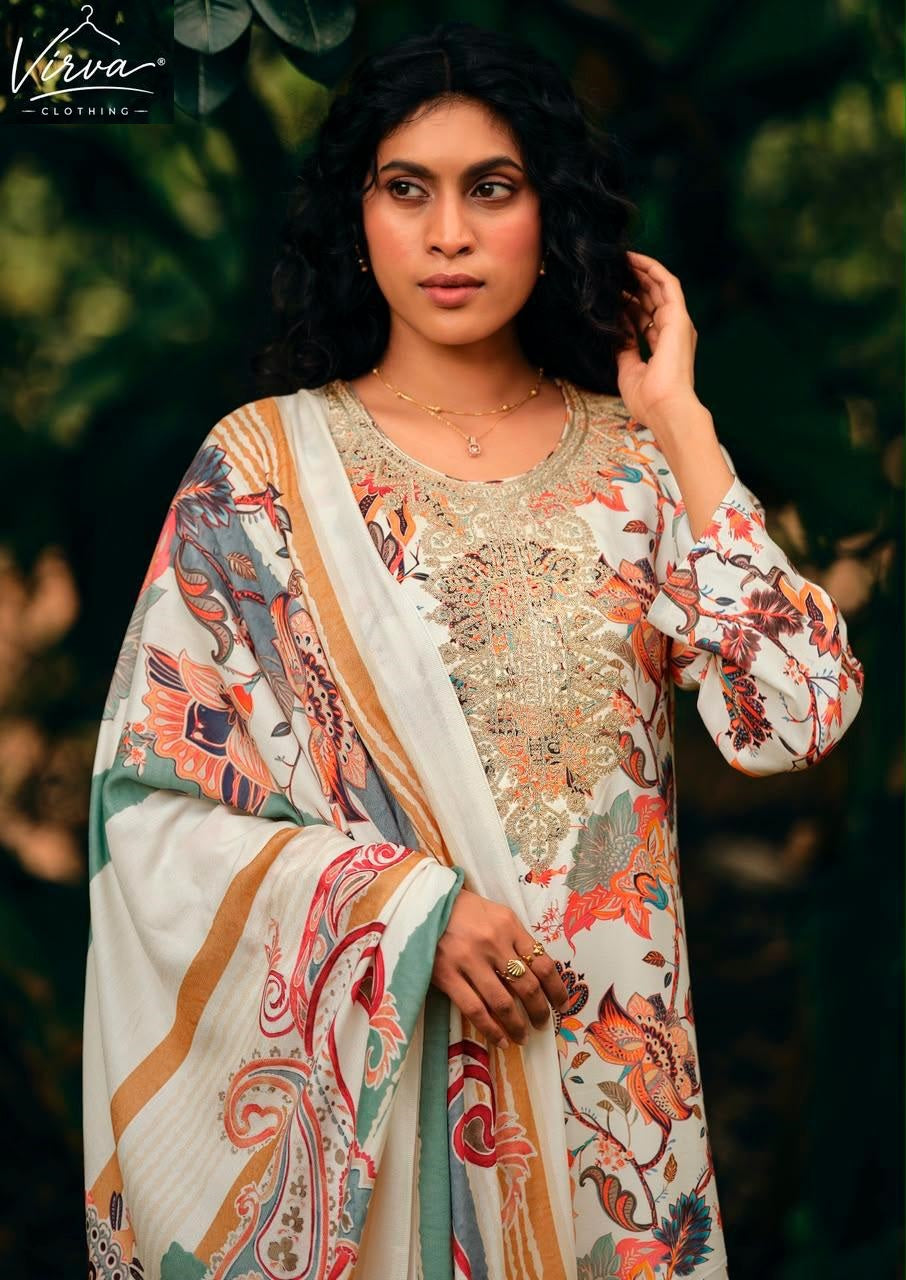 A Garden Affair Virva Viscose Pashmina Suits Manufacturer Gujarat