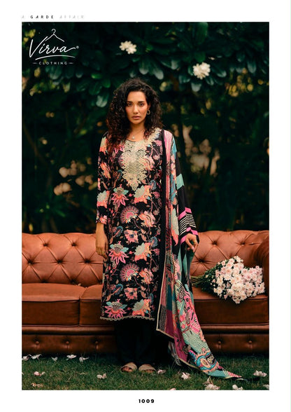 A Garden Affair Virva Viscose Pashmina Suits Manufacturer Gujarat