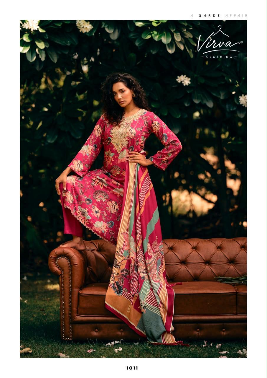 A Garden Affair Virva Viscose Pashmina Suits Manufacturer Gujarat