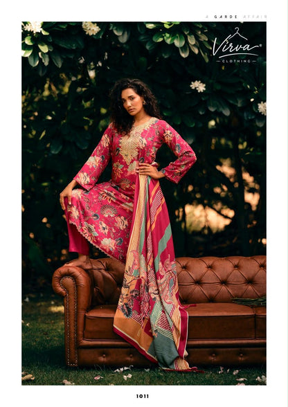 A Garden Affair Virva Viscose Pashmina Suits Manufacturer Gujarat
