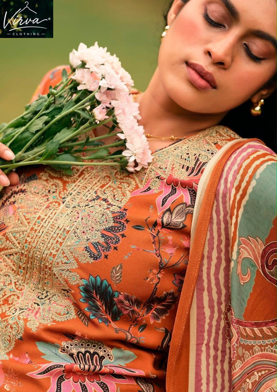 A Garden Affair Virva Viscose Pashmina Suits Manufacturer Gujarat