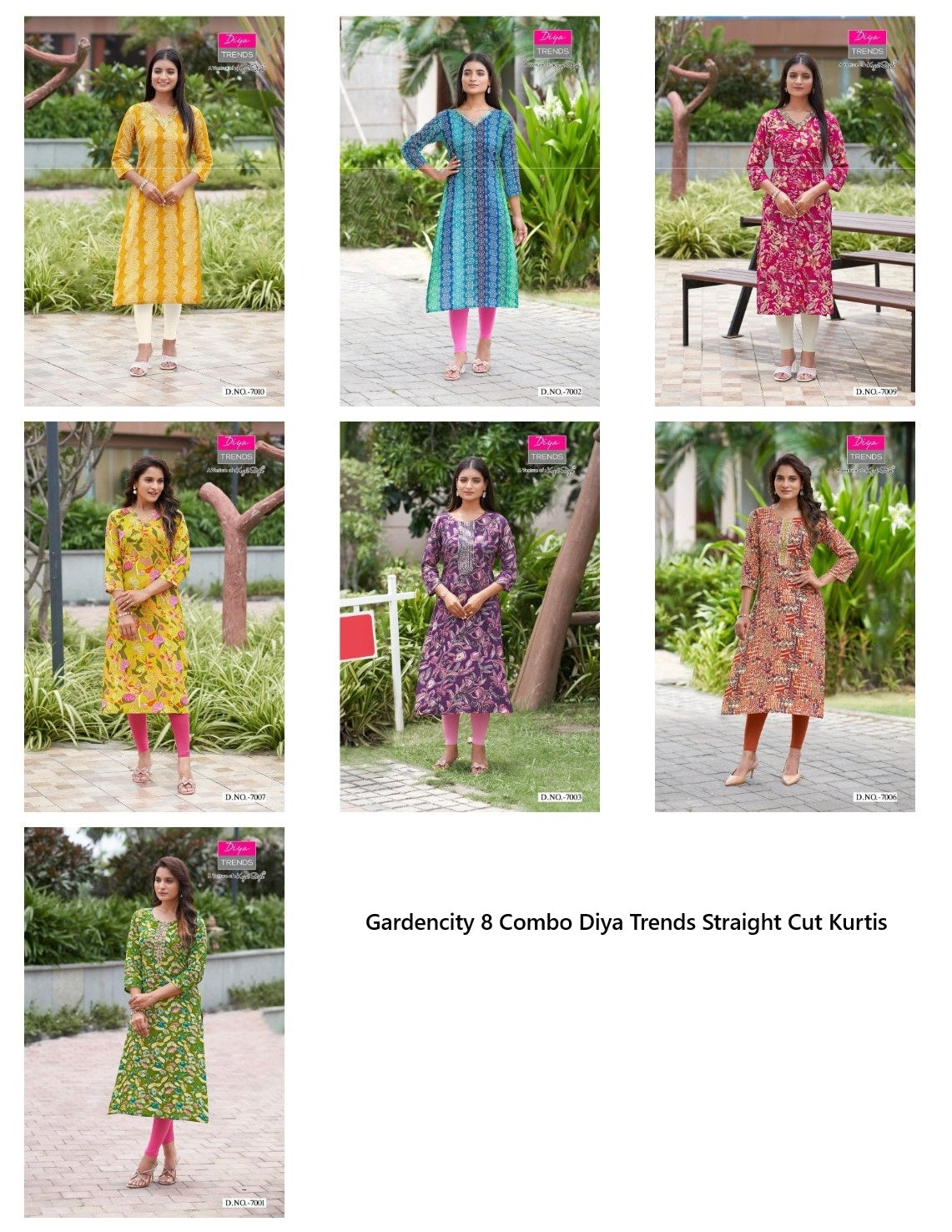 Gardencity 8 Combo Diya Trends Rayon Straight Cut Kurtis Wholesaler Gujarat