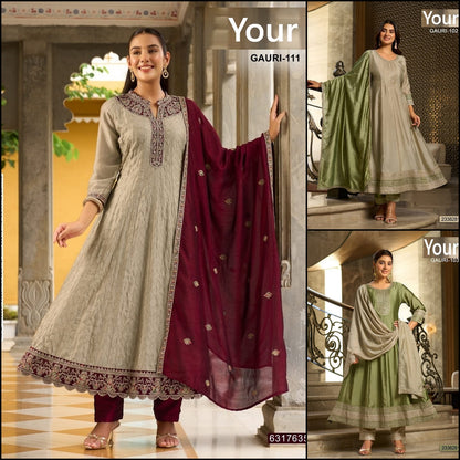 Gauri Your Vichitra Silk Readymade Anarkali Suits Wholesaler Gujarat