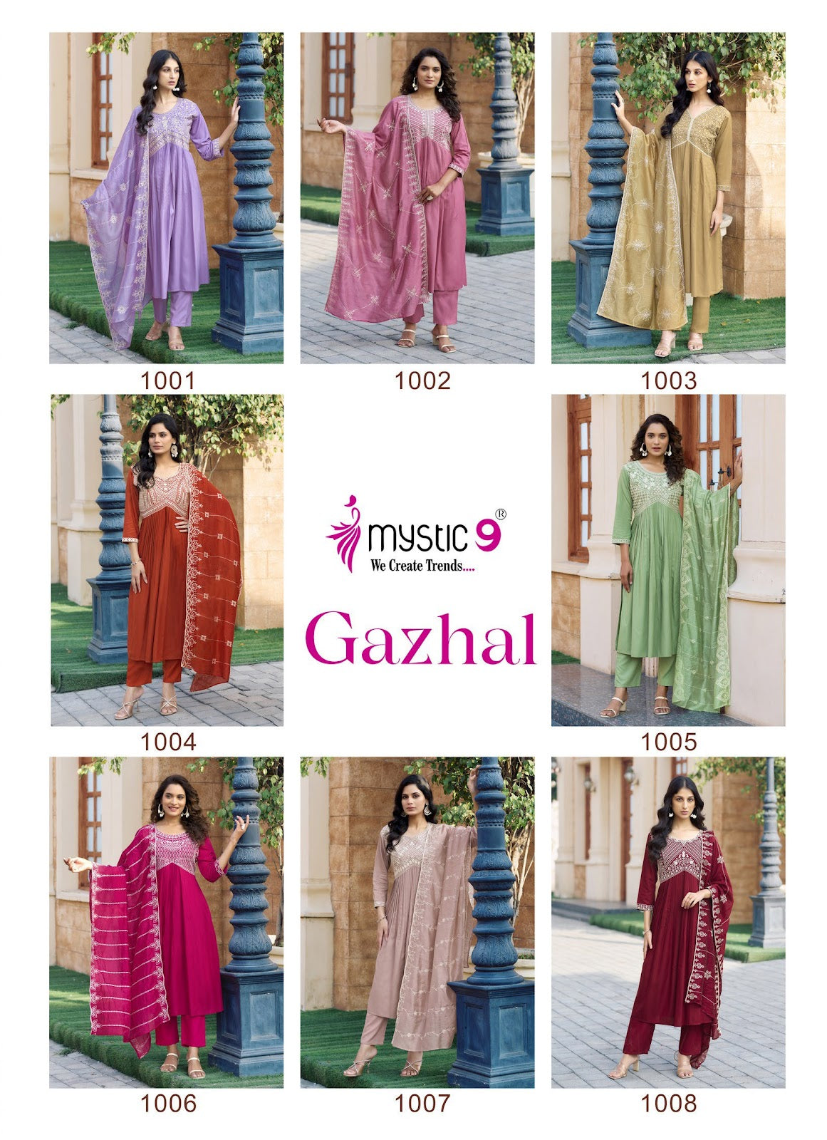 Gazhal Vol 1 Mystic 9 Italian Viscose Readymade Pant Style Suits Wholesaler Ahmedabad