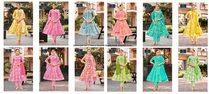 Geetanjali Vol 3 Vastra Ganpati Rayon Slub Readymade Anarkali Suits Wholesaler India
