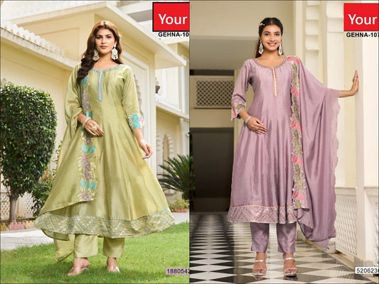 Gehna Your Vichitra Silk Readymade Anarkali Suits Manufacturer Gujarat