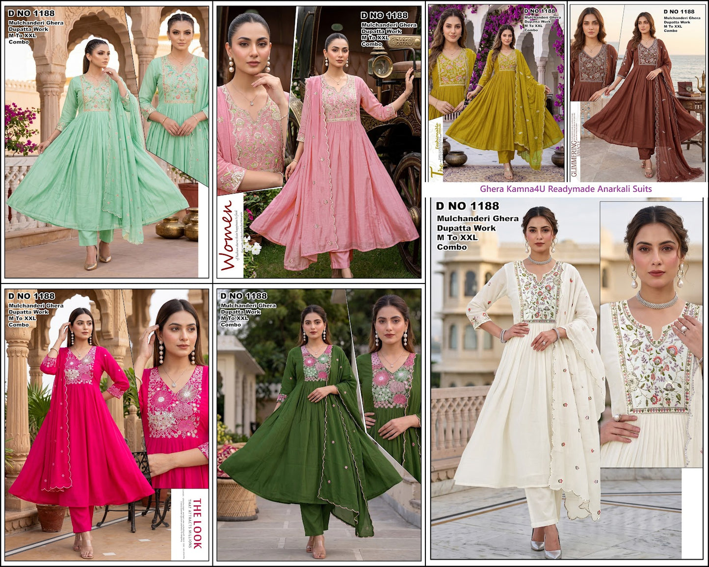 Ghera Kamna4U Chanderi Readymade Anarkali Suits Wholesale Rate
