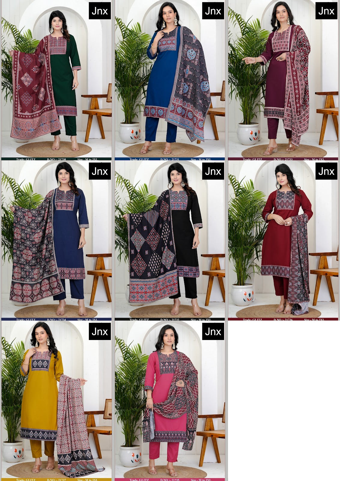 Glitz Jnx Readymade Cotton Pant Suits Supplier