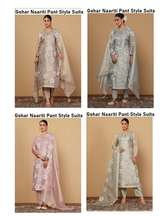 Gohar Naariti Organza Pant Style Suits Exporter Gujarat