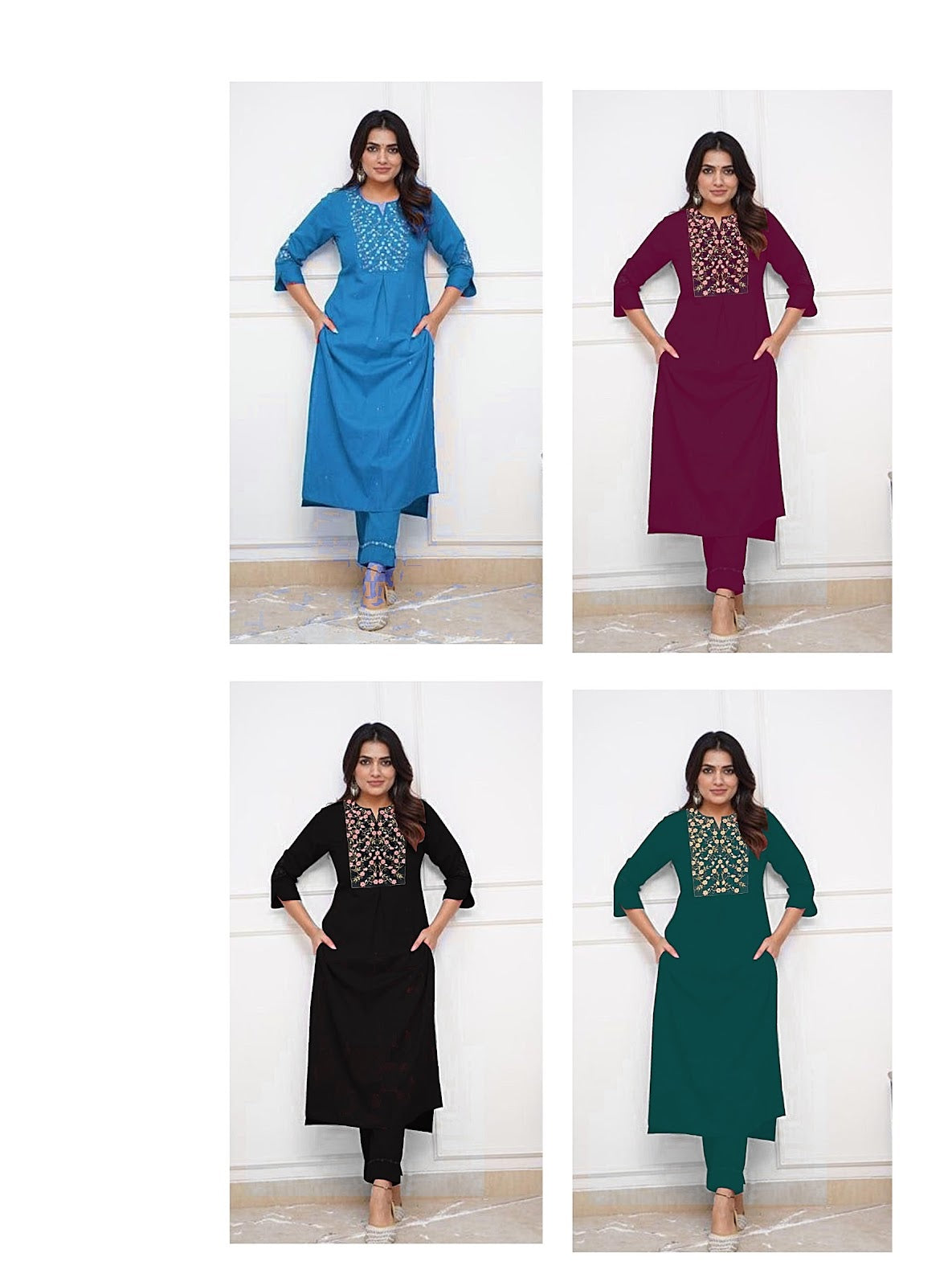 Gulabi Qubo Rayon Cotton Kurti Pant Set Manufacturer