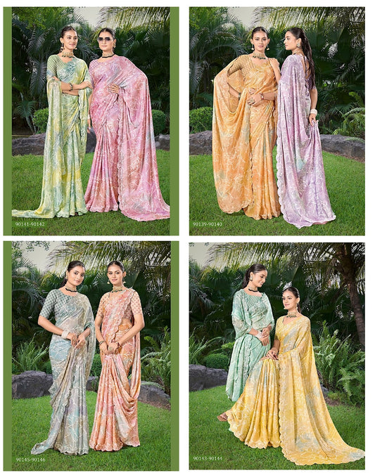 Gulmohar Vol 2 Saumya J Chiffon Sarees Manufacturer