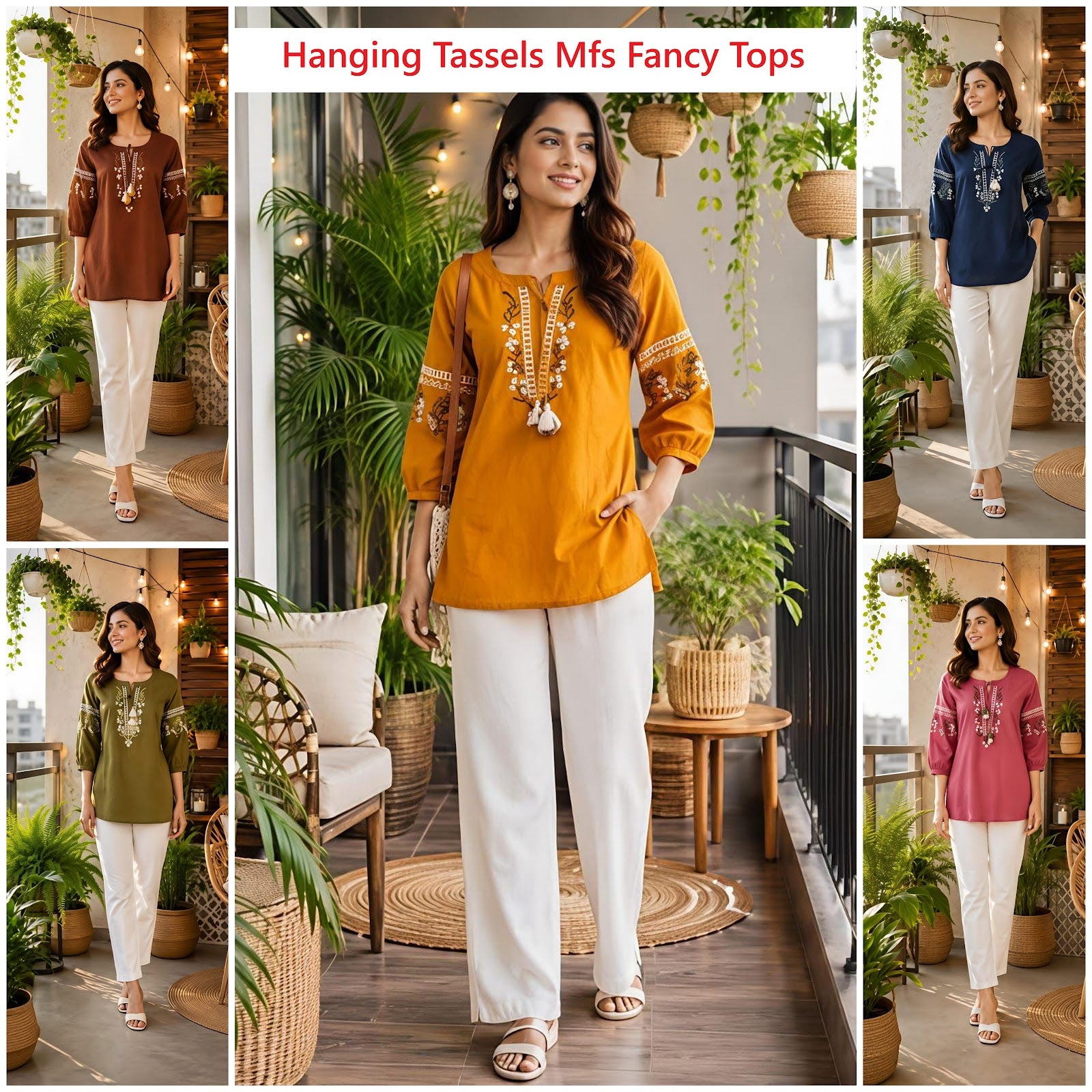 Hanging Tassels Mfs Cotton Fancy Tops Exporter Gujarat