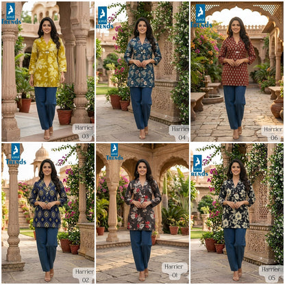 Harrier Kaya Trends Cotton Short Kurtis Exporter