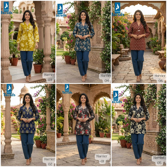 Harrier Kaya Trends Cotton Short Kurtis Exporter