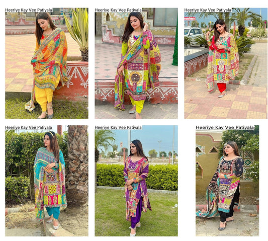 Heeriye Kay Vee Viscose Patiyala Style Suits Wholesale