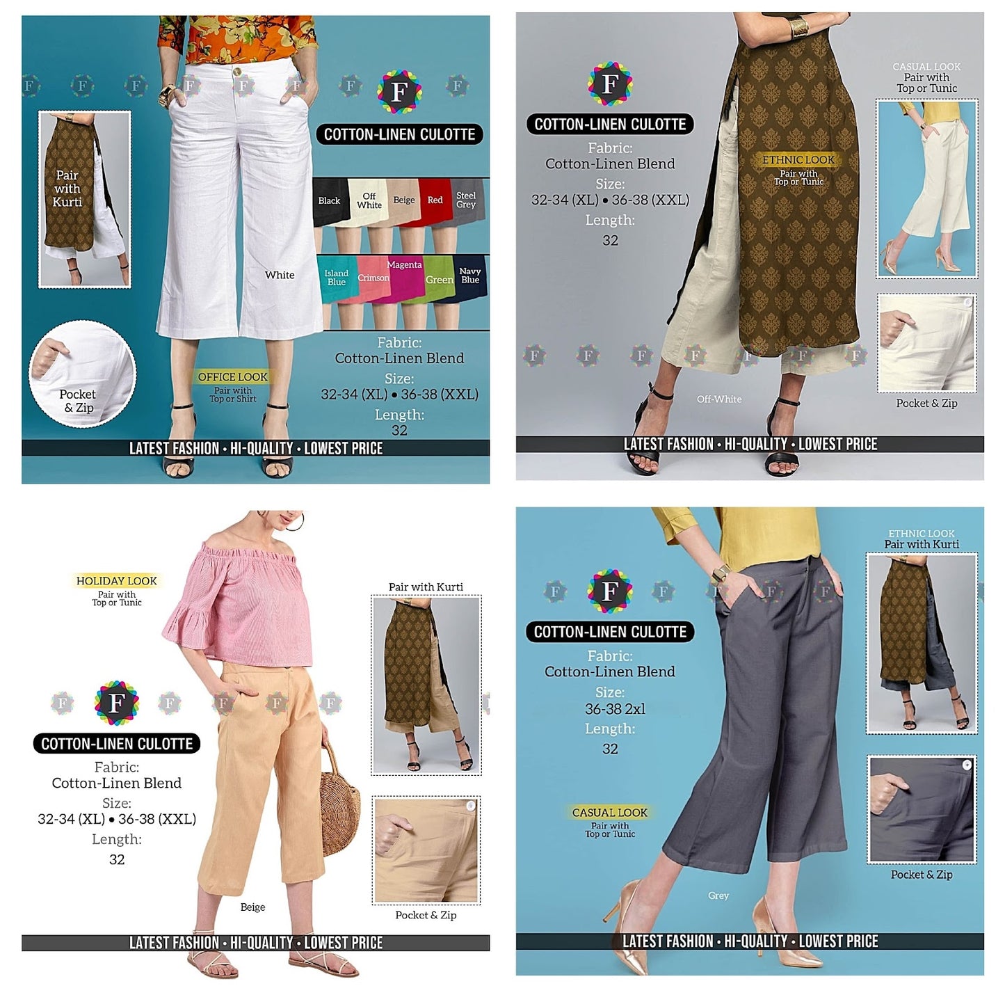 Holiday Look Osm Cotton Linen Women Pants Wholesale Price