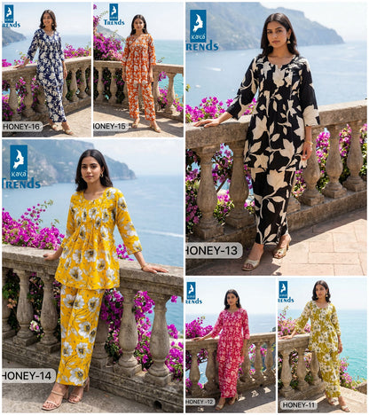 Honey 2704 Kaya Trends Rayon Co Ord Set Wholesale Price