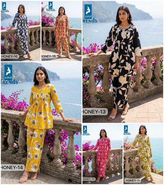 Honey 2704 Kaya Trends Rayon Co Ord Set Wholesale Price