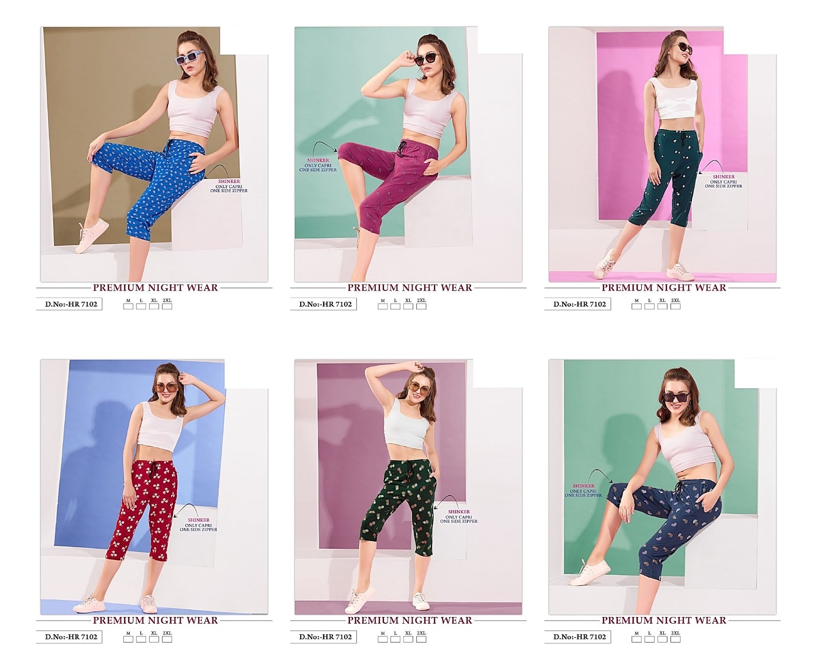 Hr 7102 Mnt Sinker Ladies Capri Exporter Gujarat