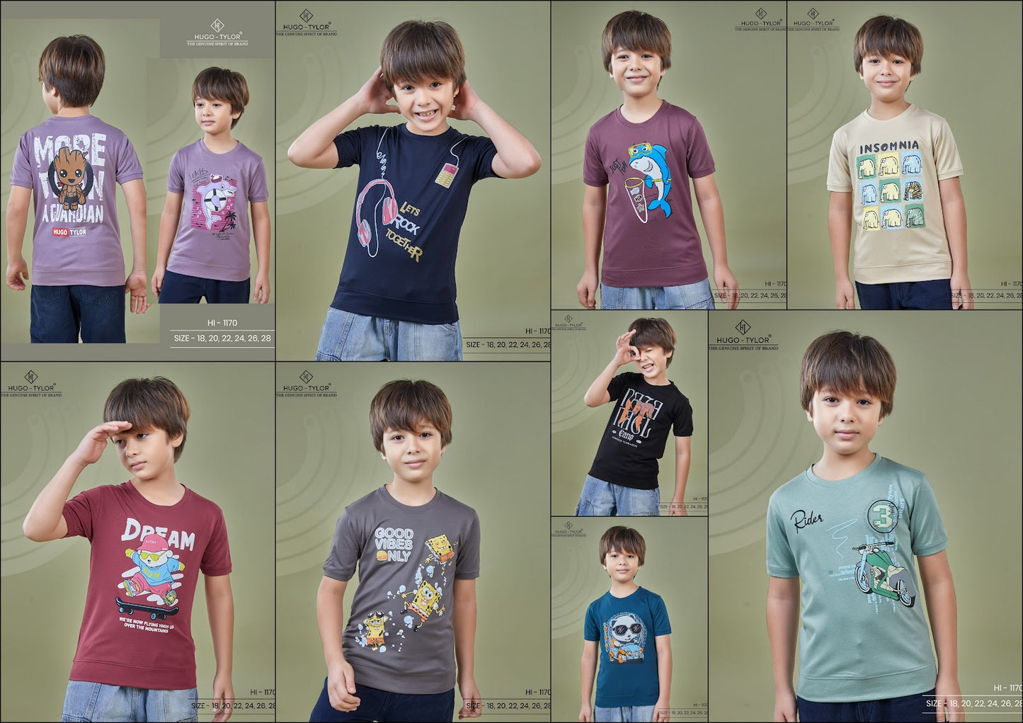 Ht 1170 Front-Back Print Hugo Tylor Imported Boys Tshirt Supplier Gujarat
