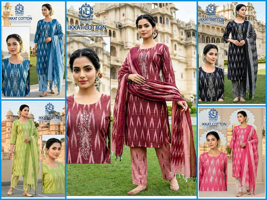 Ikkat Cotton Vol 2 Kcf Readymade Pant Style Suits Wholesale Price