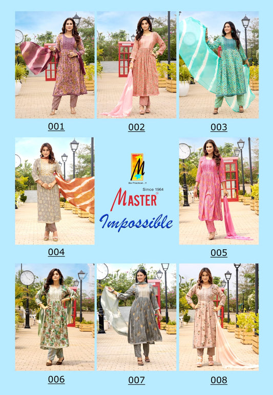 Impossible Vol 1 Master Rayon Foil Readymade Pant Style Suits Manufacturer India