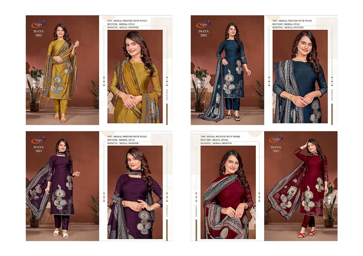 Inaya 2002 Yuvina Exports Modal Silk Pant Style Suits Supplier India