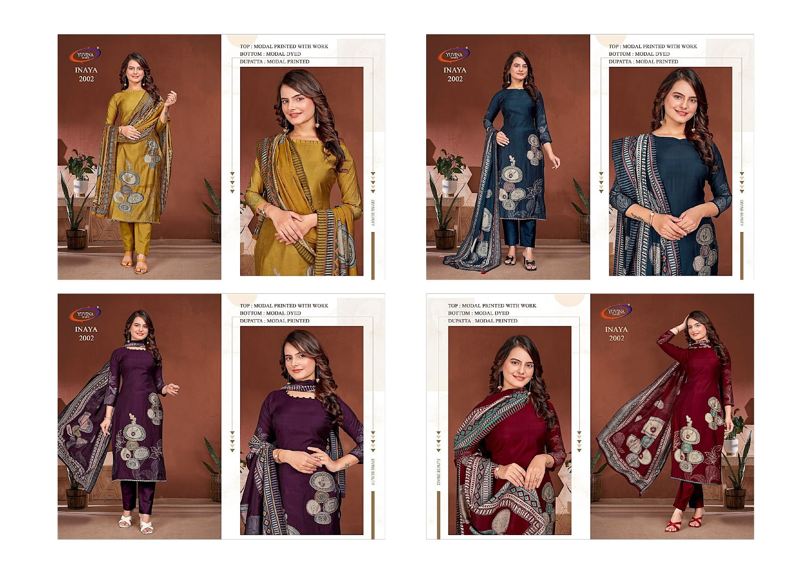 Inaya 2002 Yuvina Exports Modal Silk Pant Style Suits Supplier India