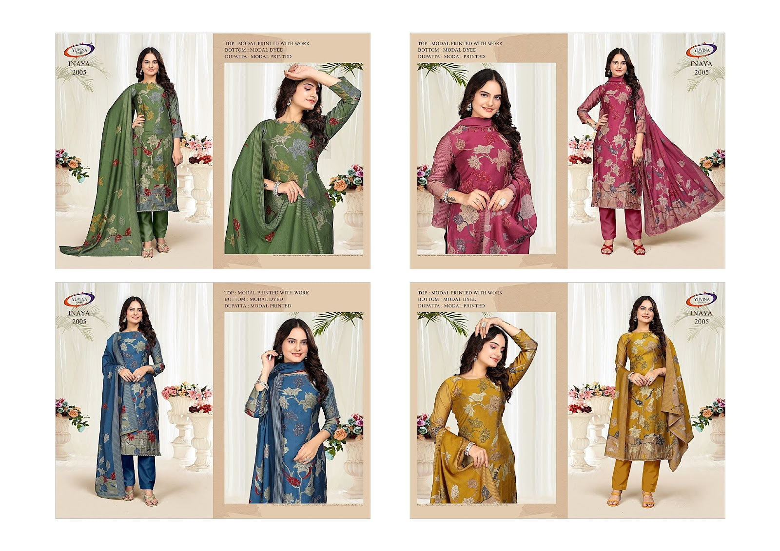 Inaya 2005 Yuvina Exports Modal Silk Pant Style Suits Manufacturer India