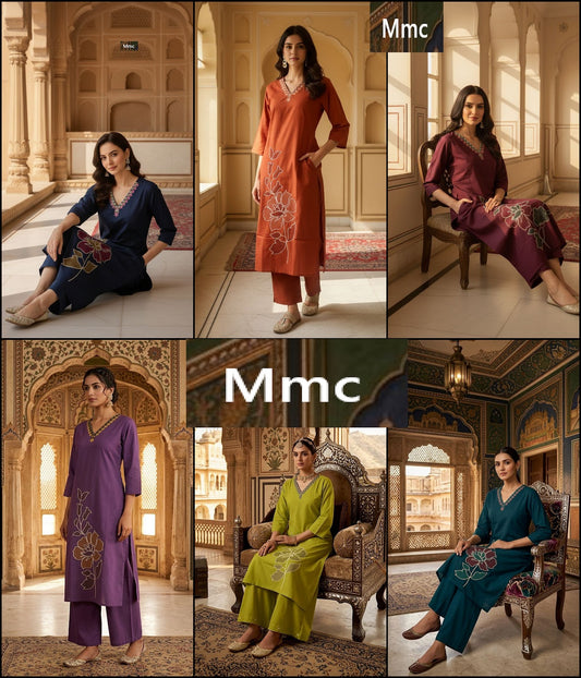 Indigo Flower Mmc Cotton Kurti Pant Set Manufacturer Gujarat