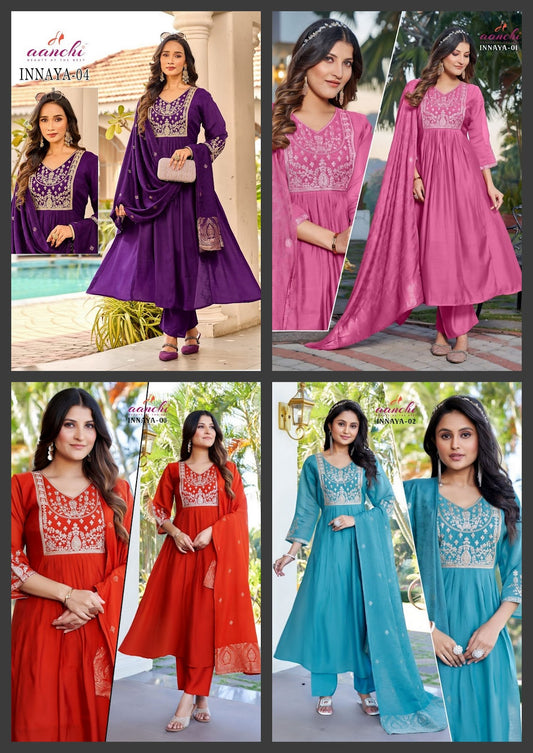 Innaya Aanchi Chanderi Readymade Anarkali Suits Manufacturer Ahmedabad