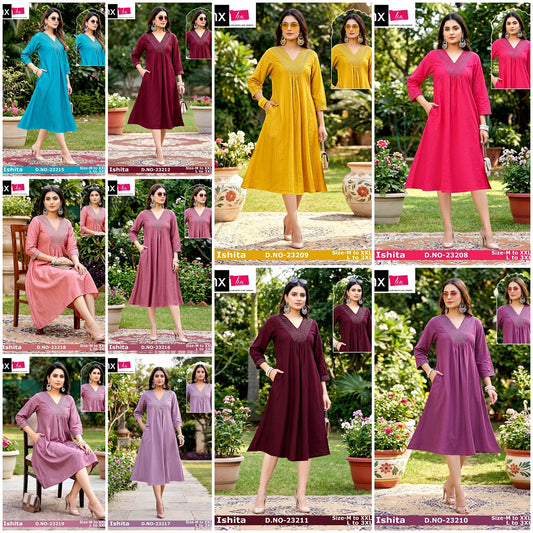 Ishita Jnx Vertican Kurti With Pocket Exporter Gujarat