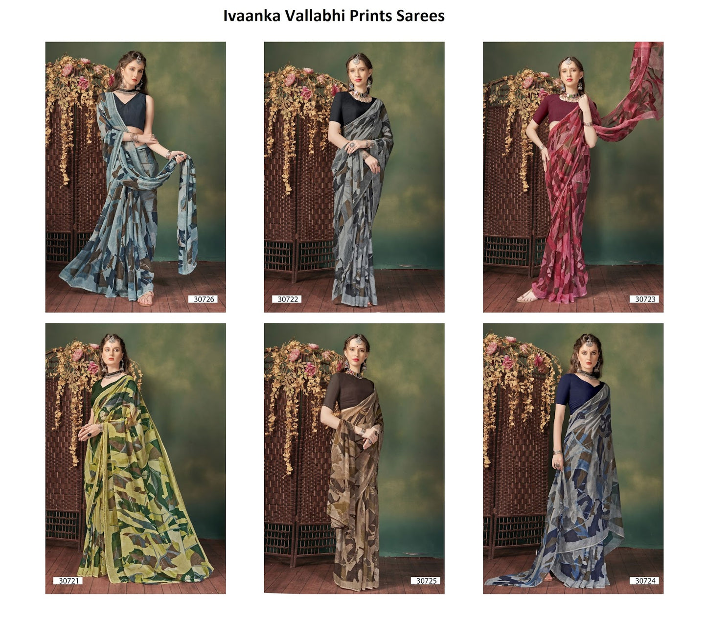 Ivaanka Vallabhi Prints Georgette Sarees Wholesale Price