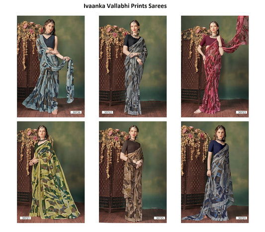 Ivaanka Vallabhi Prints Georgette Sarees Wholesale Price