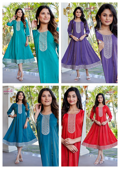 Jagruti Aanchi Shimmer Anarkali Kurtis Exporter Ahmedabad