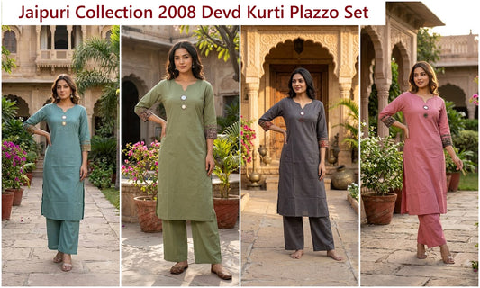 Jaipuri Collection 2008 Devd Kurti Plazzo Set Wholesale Price