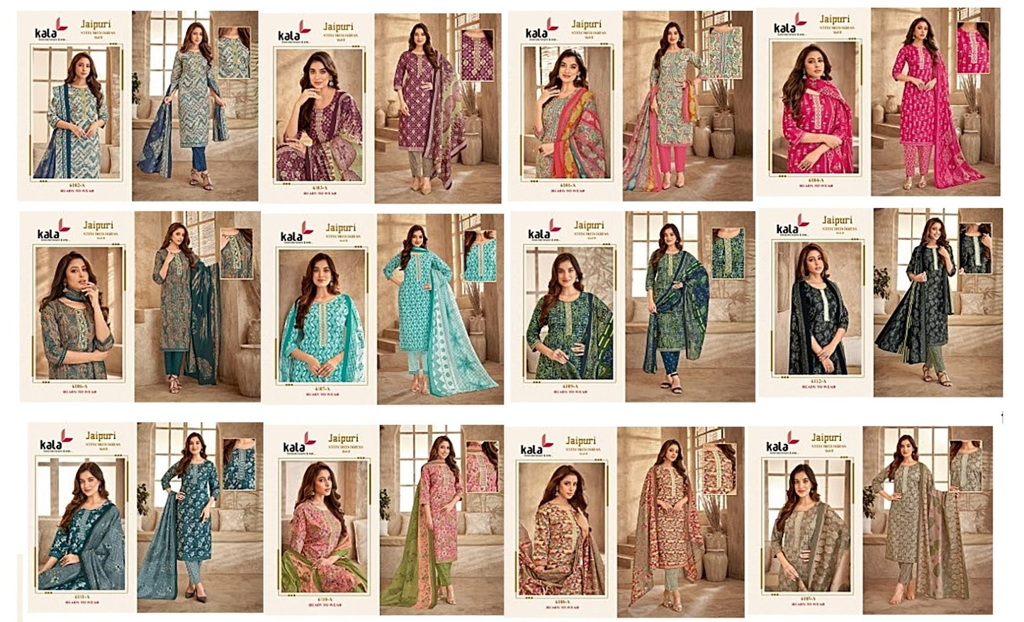 Jaipuri Vol 5 Kala Cotton Readymade Pant Style Suits Wholesale