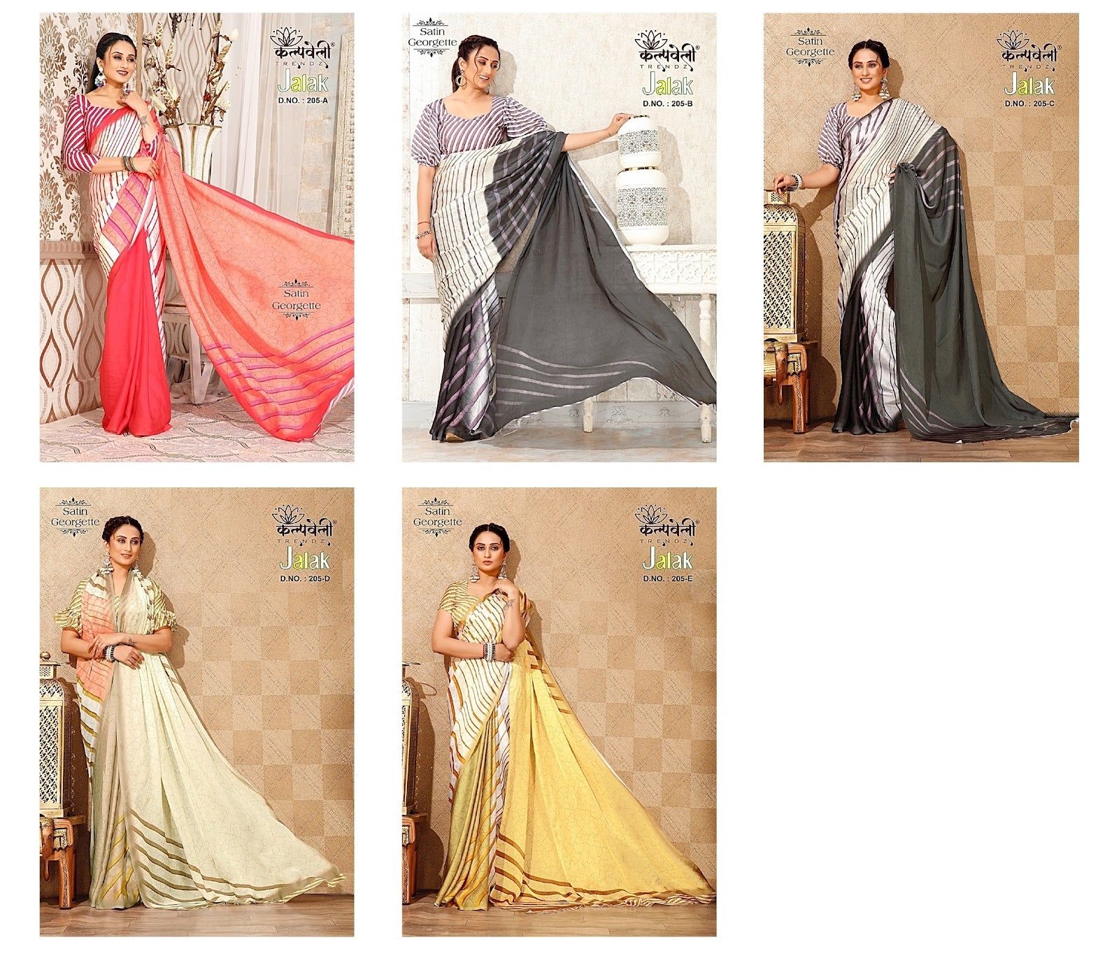 Jalak-205 Kalpveli Satin Georgette Sarees
