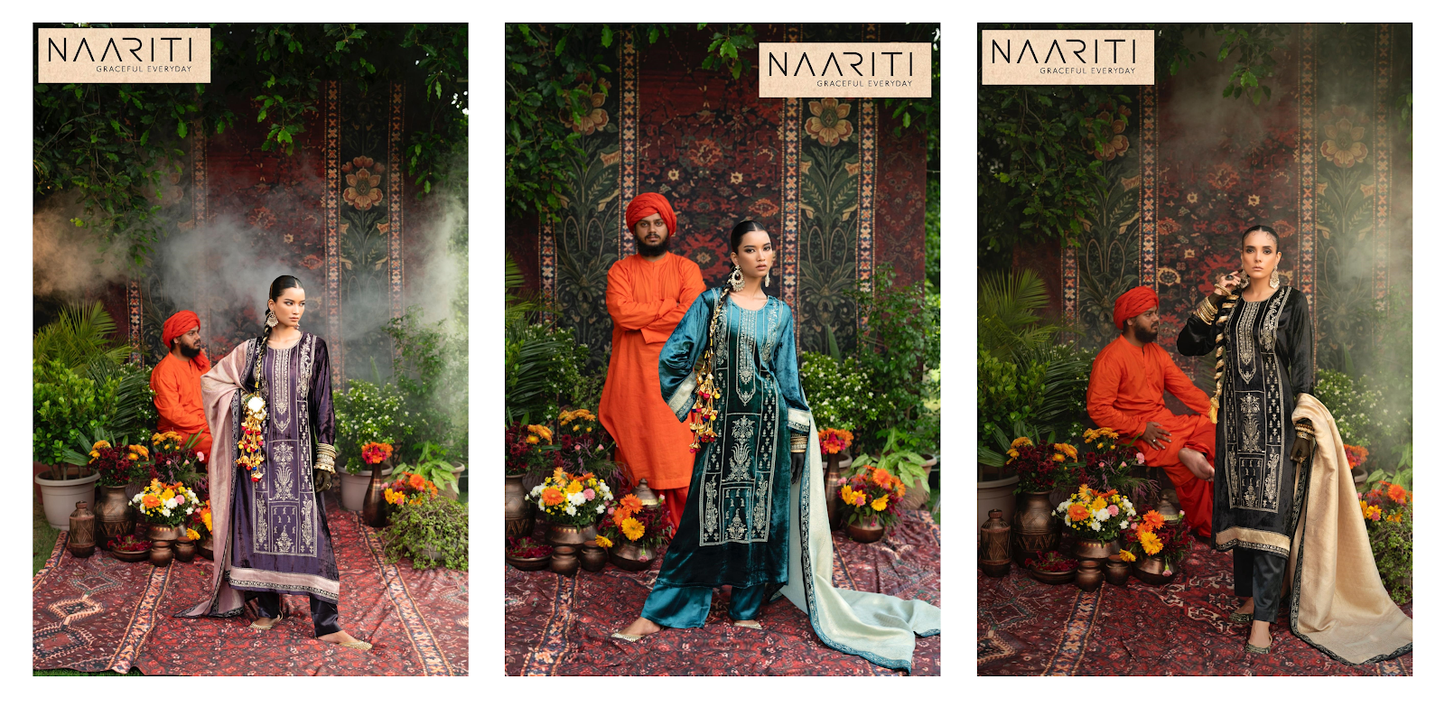 Jamdaan Naariti Velvet Suits Exporter