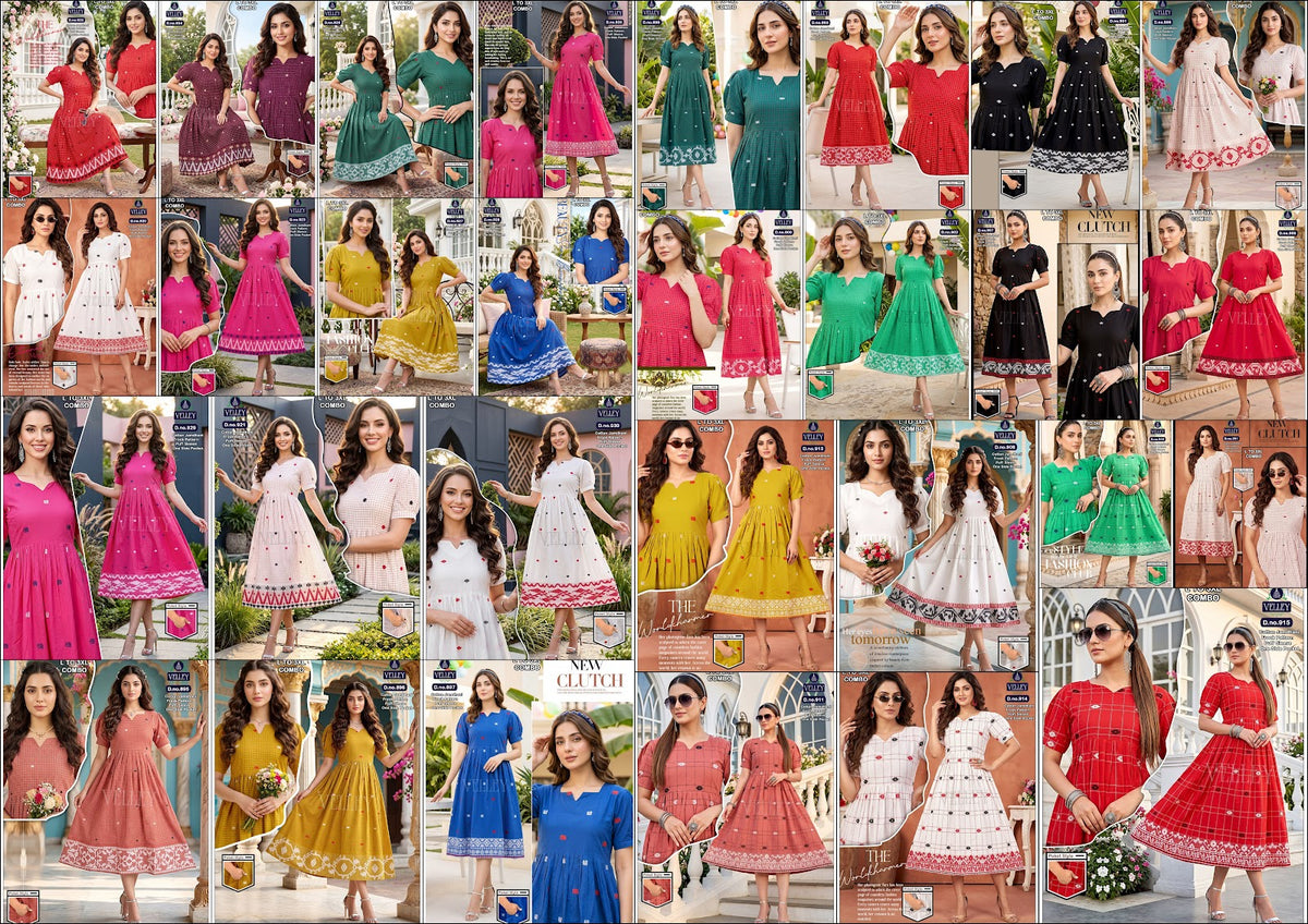Jamdani Cotton 1509 Velley Anarkali Kurtis Supplier Ahmedabad