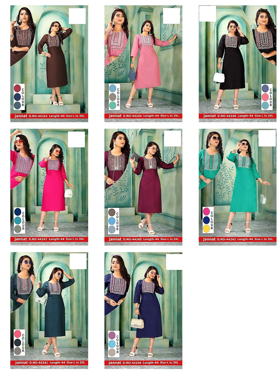 Jannat C Zoya Rayon Long Straight Kurti